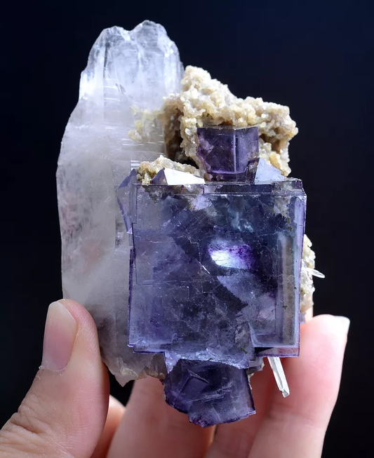 159g Natural Window Purple Fluorite Crystal Mineral Specimen /Yaogangxian China