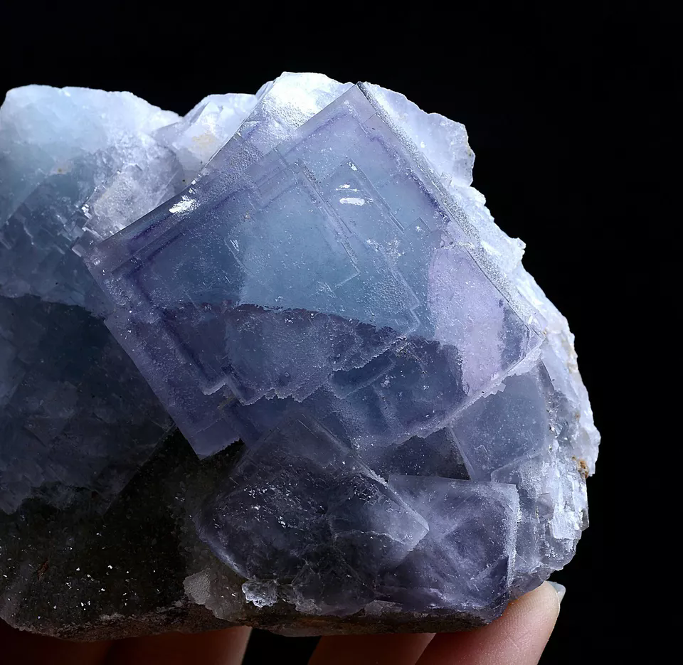 389.g Natural Phantom Window Cube Blue Purple Fluorite Mineral Specimen/  China