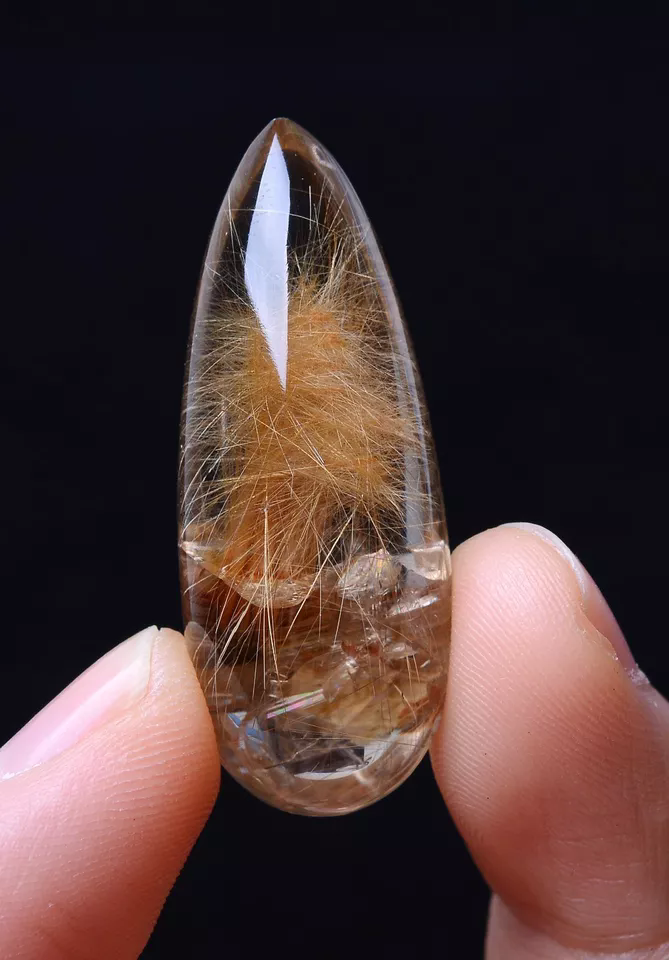 Natural Gold Rutilated Quartz Crystal "Stone Inside Stone" Pendant  46.75ct