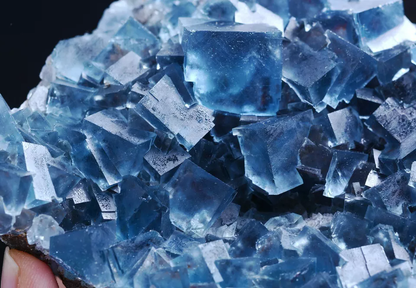 500g Natural Transparent Blue Cube Fluorite CRYSTAL CLUSTER Mineral  Specimen