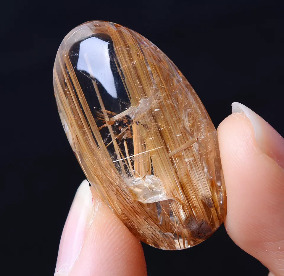 44.30CT NATURAL GOLD RUTILATED QUARTZ CRYSTAL WOMAN MEN CURE POWERFUL  PENDANT