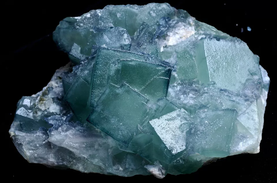 1492g  Natural Phantom Window Green Cubic Fluorite CLUSTER Mineral  Specimen