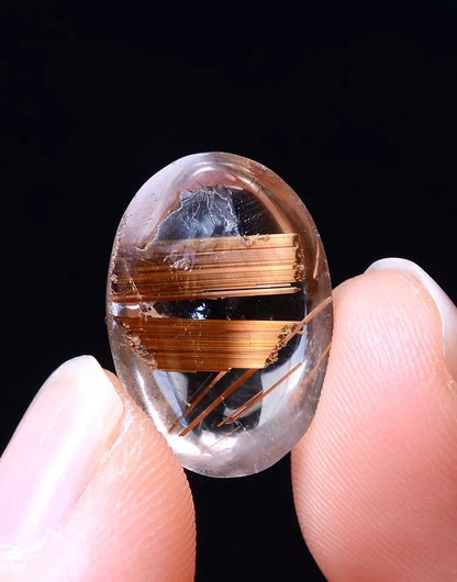 2.51g Natural Clear Quartz Gold Hair Rutilated Crystal Healing Stone Ring