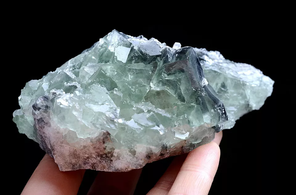 449g Natural Clear Green Fluorite & Crystal Mineral Specimen/Xianghualing China