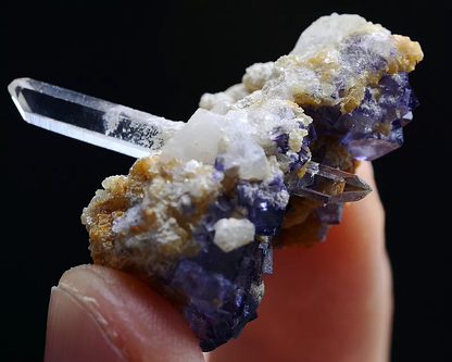 11g Natura Rare Purple FLUORITE & Calcite Crystal Mineral Specimen/ Yaogangxian