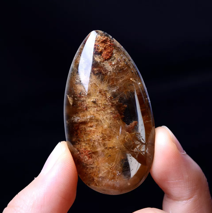 Natural Gold Rutilated Quartz Crystal Men And omen Cure Powerful Pendant  7.54g