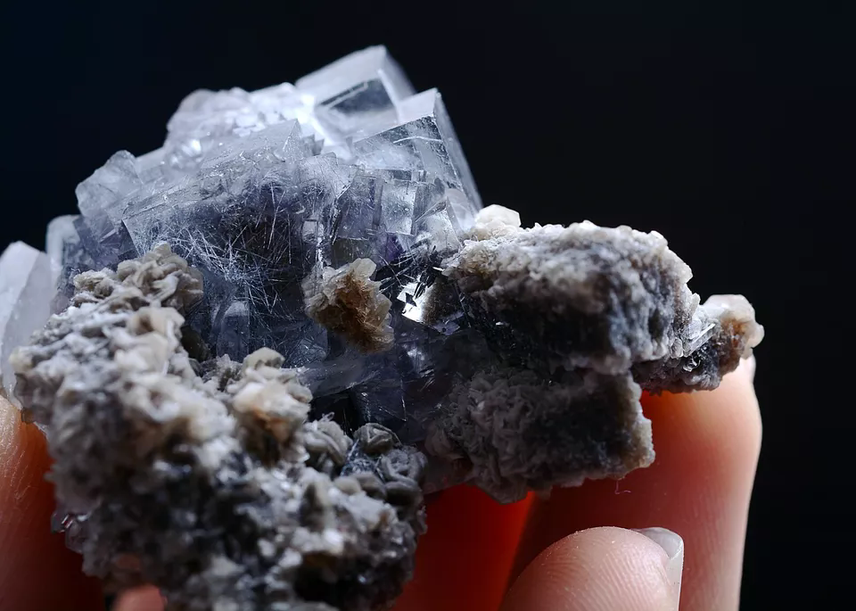 54gNatural Bismuthinite Purple FLUORITE & Dolomite Mineral Specimen/Yaogangxian