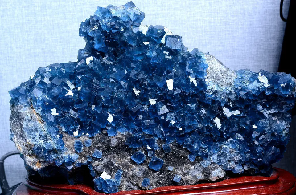 25.1LB New Find Transparent Blue Cube Fluorite CRYSTAL CLUSTER Mineral Specimen