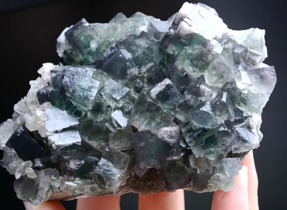 Natural Window Green Fluorite & Pink Fluorescent Calcite Mineral Specimen 377g