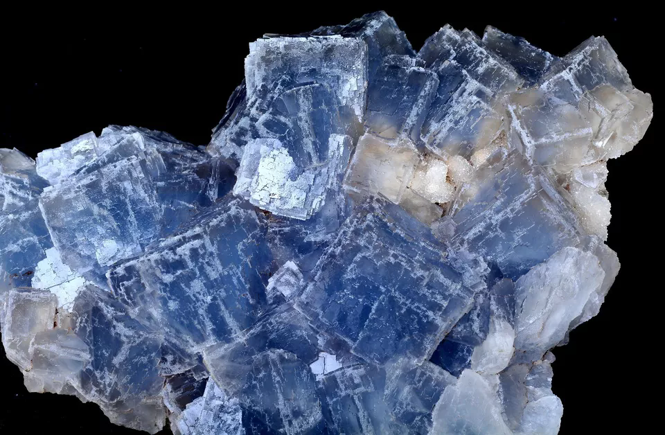 9.7LB New Find Transparent Blue Cube Fluorite Crystal Cluster Mineral Specimen