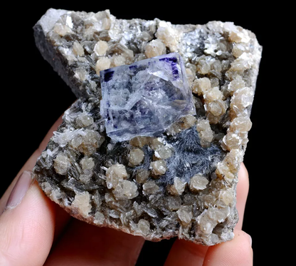 75gNatural Bismuthinite Purple FLUORITE &Dolomite Mineral Specimen/ Yaogangxian