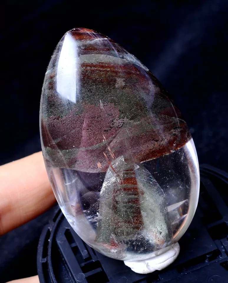 357.95ctNatural Green & Red Phantom Quartz Crystal "Stone Inside Stone" Pendant