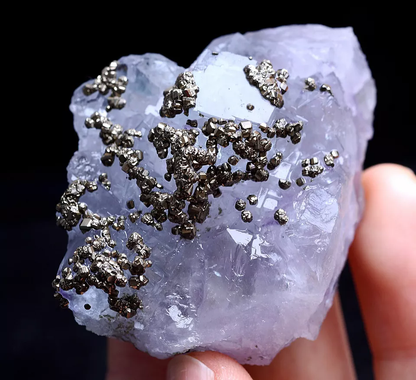 71g RARE PURPLE FLUORITE & CHALCOPYRITE SYMBIOTIC MINERAL SAMPLES/ Yaogang xian