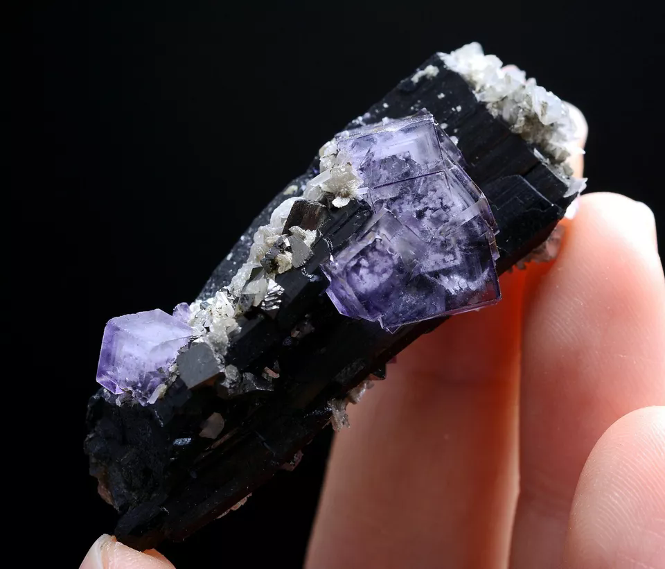 39gNatural Purple Fluorite Wolframite Arsenopyrite Mineral Specimen/Yaogangxian