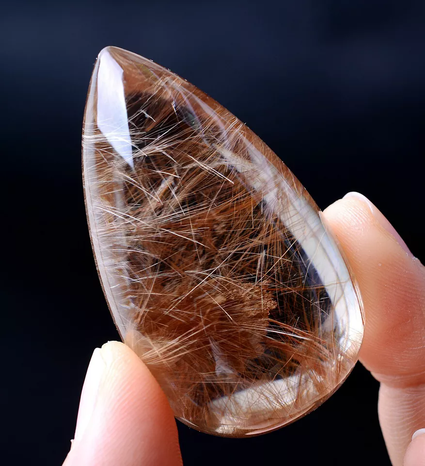 203.75ct Rare Natural Transparent Gold Hair Rutilated Quartz Crystal Pendant