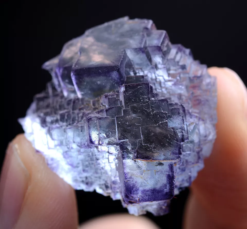 14g Natural ladder pattern Purple Fluorite Mineral Specimen /Yaogangxian China