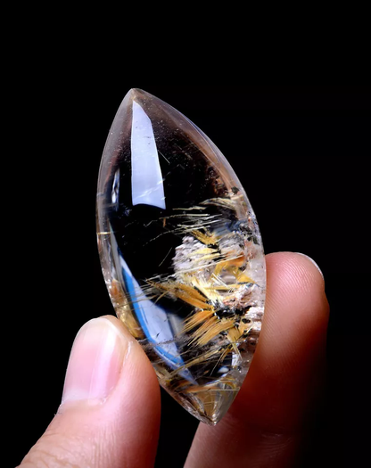 Natural Gold Rutilated Quartz Crystal Woman Men Cure Powerful Pendant  22.3g