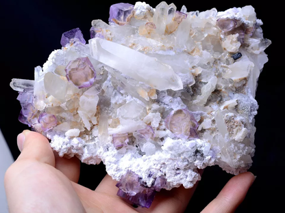 724g NEWLY DISCOVERED RARE PURPLE FLUORITE &CRYSTAL SYMBIOTIC MINERAL SAMPLES