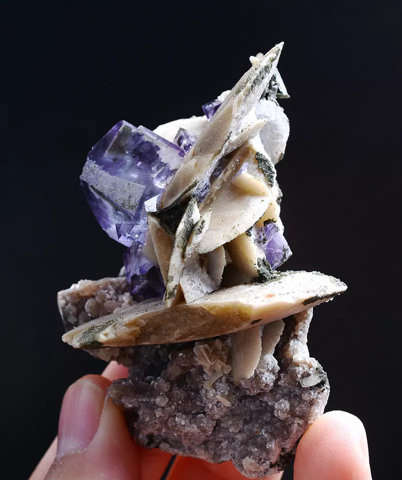 56g Natural  Clear Purple Fluorite Calcite Mineral Specimen / Yaogangxian China