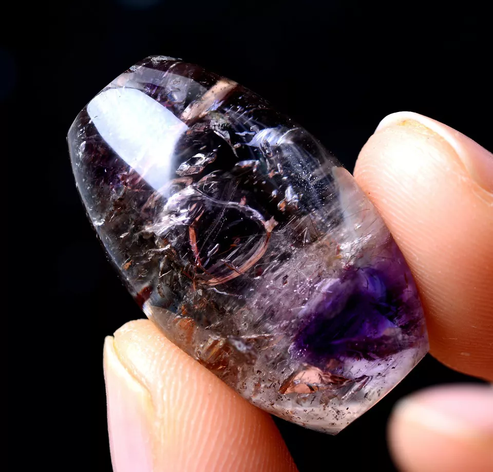 10.28g Natural Rare Amethyst Crystal ”Water Bile“Cylindrical Madam Pendant