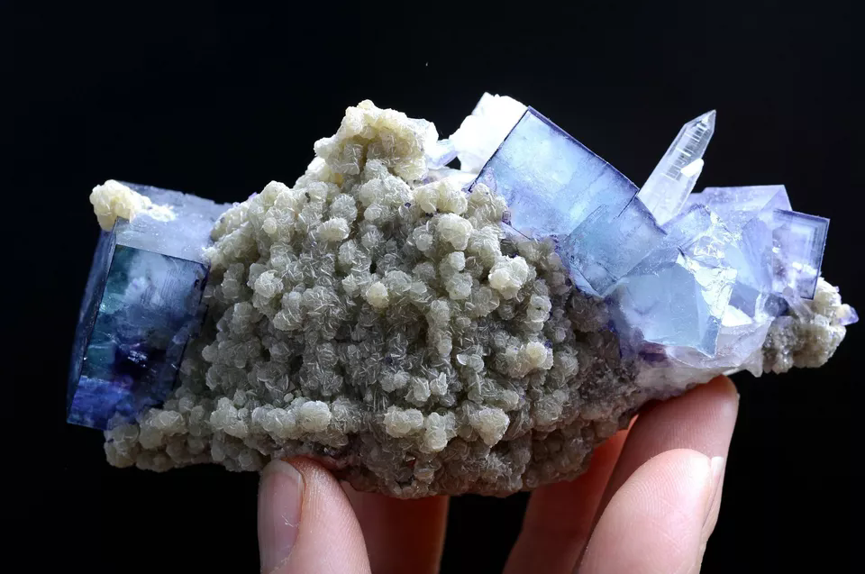 202g Natural Blue and White Porcelain Fluorite Mineral Specimen/YaoGang  Xian