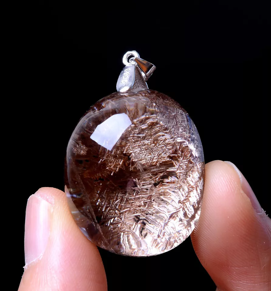 16.71 Beautyy Natural Clear Quartz Hair Rutilated Crystal Healing Lady  Pendant