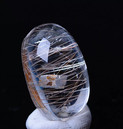 2.06g Rare Healing Natural Calcite Gold Hair Rutilated Quartz Crystal Ring