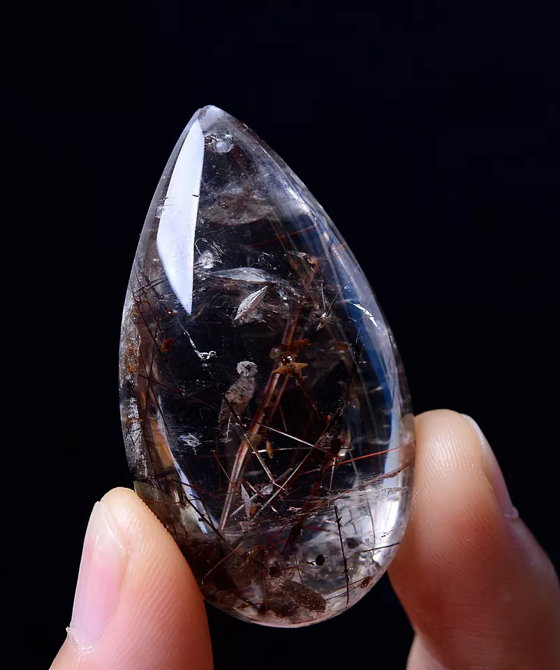 28.56g RARE NATURAL Clear Mica Quartz "Stone in Stone" Crystal Pendant  Healing