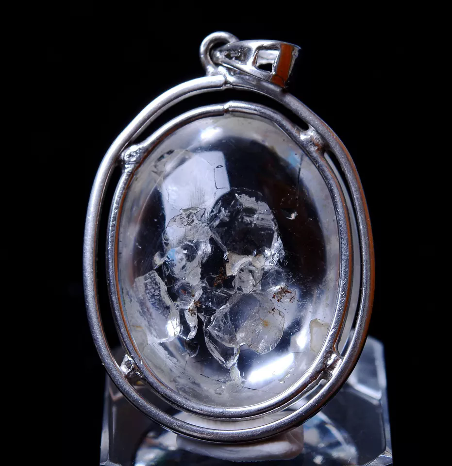 15.77g Rare Natural Transparent "Stone Inside Stone"Quartz Crystal  Pendant