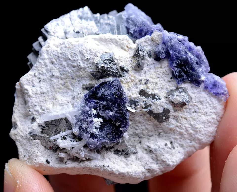 88gNatura Rare Purple Fluorite Arsenopyrite Mineral Specimen/Yaogangxian China