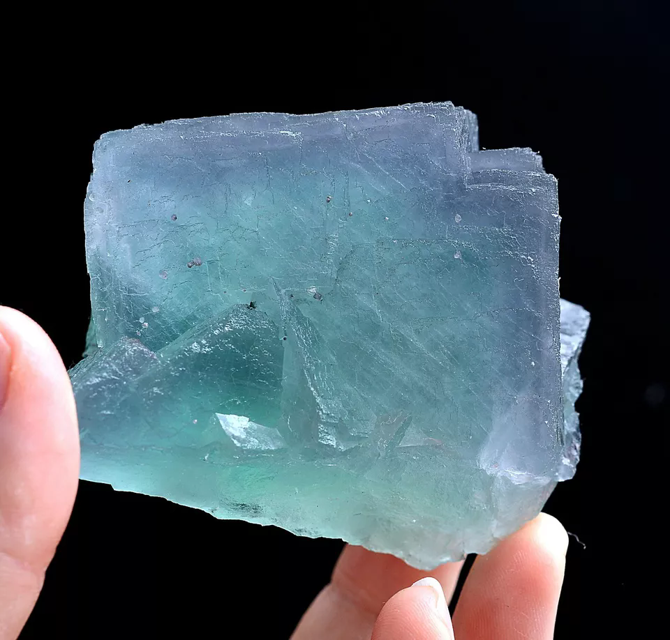 269gNatural Phantom Window Green Purple Cubic Fluorite CLUSTER Mineral Specimen