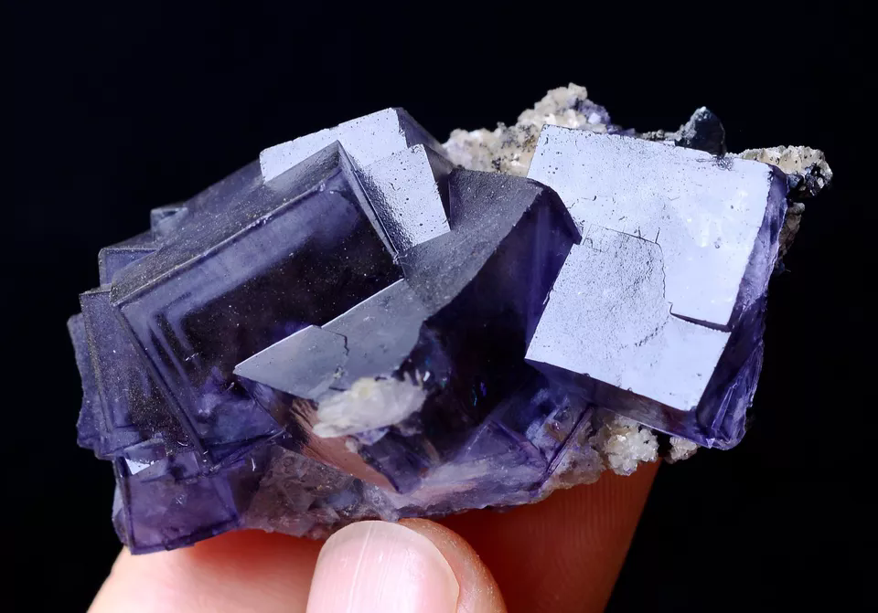 48g TRANSPARENT GEM LEVEL PURPLE CUBE FLUORITE CRYSTAL MINERAL SPECIMEN