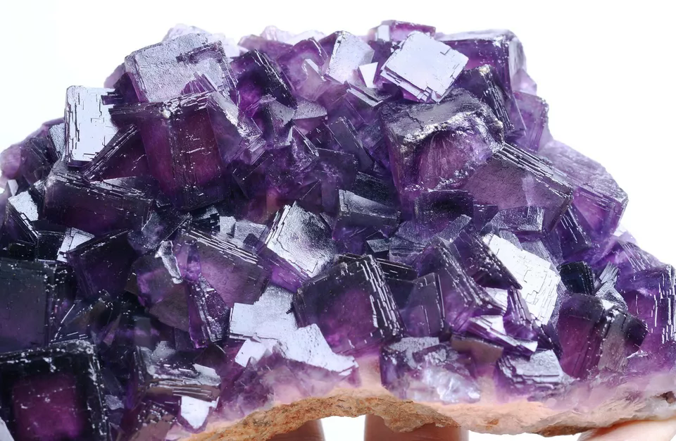 514g NEWLY DISCOVERED RARE PURPLE FLUORITE CRYSTAL CLUSTER MINERAL  SAMPLES