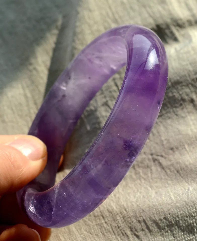 Natural Lavender Amethyst Crystal Woman Healing  Bangle Inner Diameter 59mm