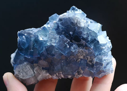 219g Natural Transparent Phantom Blue Cube Fluorite Mineral Specimen/China