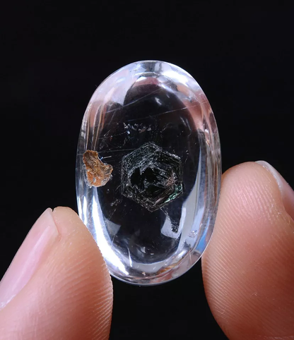 RARE NATURAL Clear Mica Quartz "Stone in Stone" Crystal Pendant Healing 5.62g