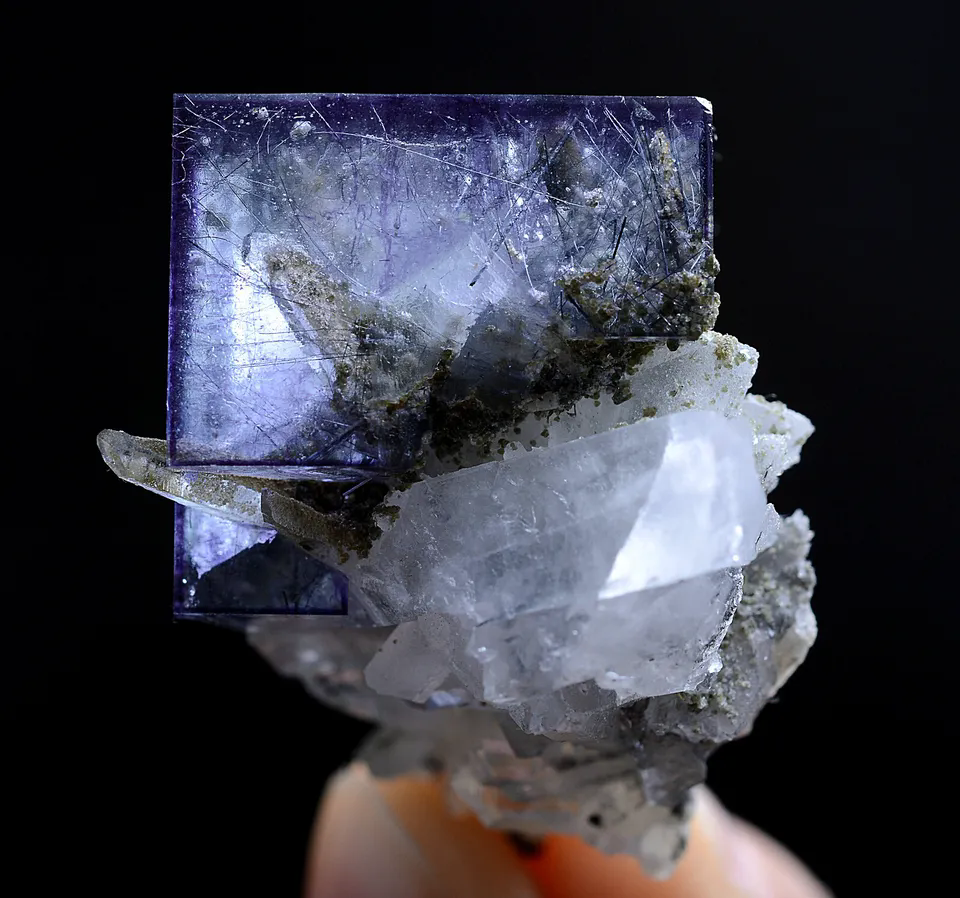 20g Natural Bismuthinite Purple FLUORITE & Pyrite Mineral Specimen/Yaogangxian