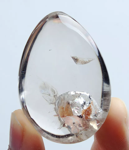 39g Natural Transparent Lucky Stone "Stone Inside Stone"Quartz Crystal Pendant