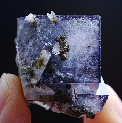 25g Natural Bismuthinite Purple FLUORITE & Pyrite Mineral Specimen/Yaogang xian