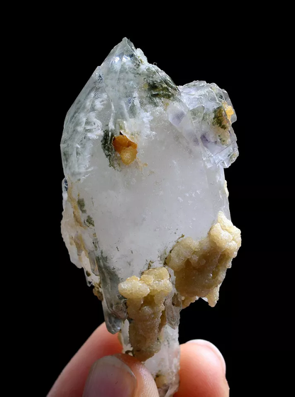 52gNatural Green Ghost Quarte Crystal & Purple Fluorite Mineral Specimens/China