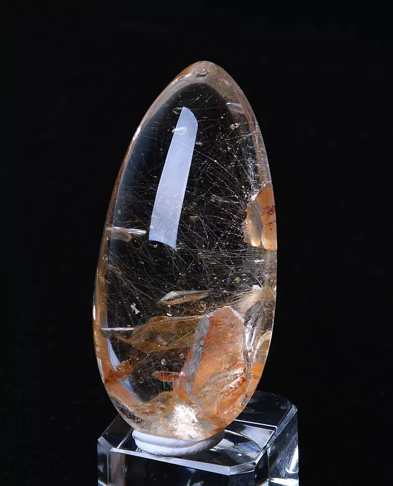 Natural Clear Gold Rutilated "Stone Inside Stone"Quartz Crystal Pendant 41.57g