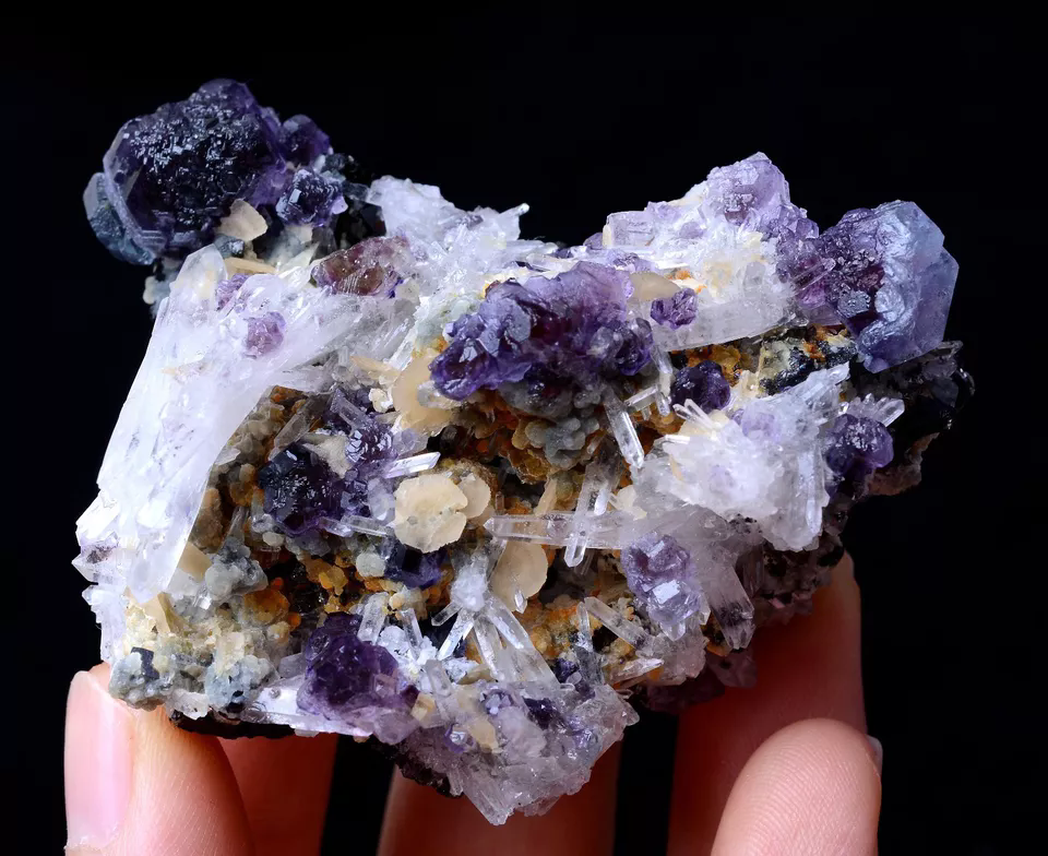 95g Natural New Find Purple Fluorite & Crystal Mineral Specimen Inner  Mongolia