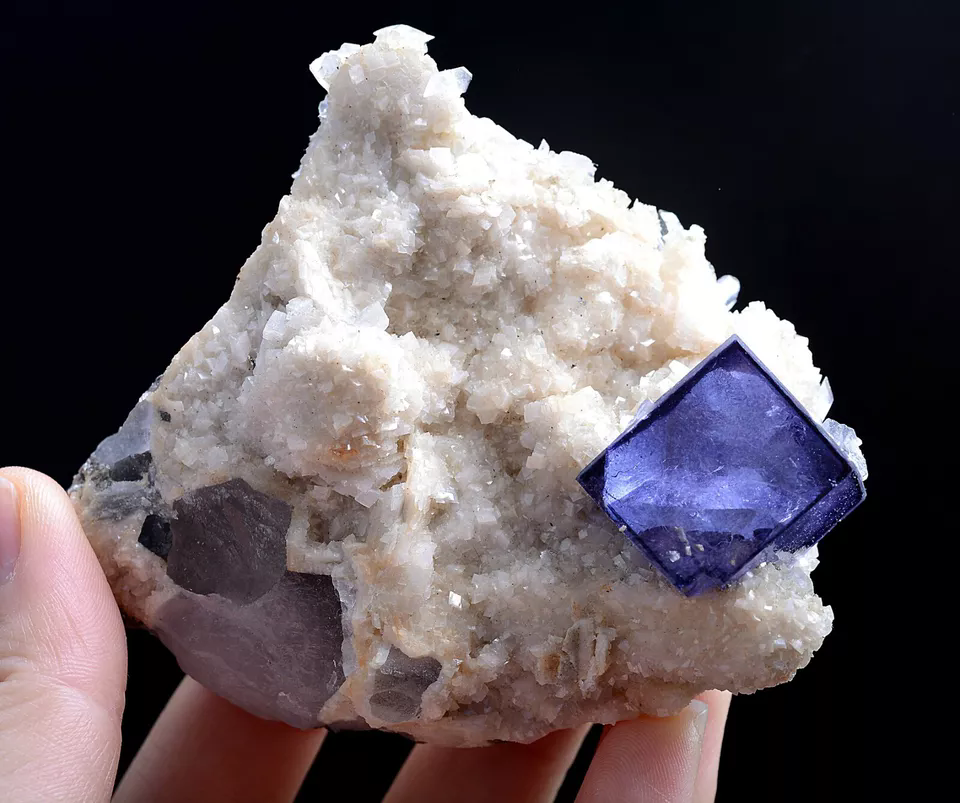 190g Natural Window Purple Fluorite &Crystal Mineral Specimen/Yaogangxian China