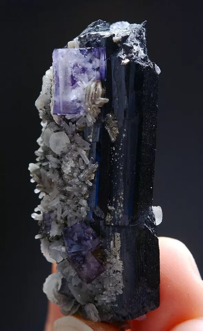 35gNatural Purple Fluorite Wolframite Crystal Mineral Specimen/YaogangxianChina