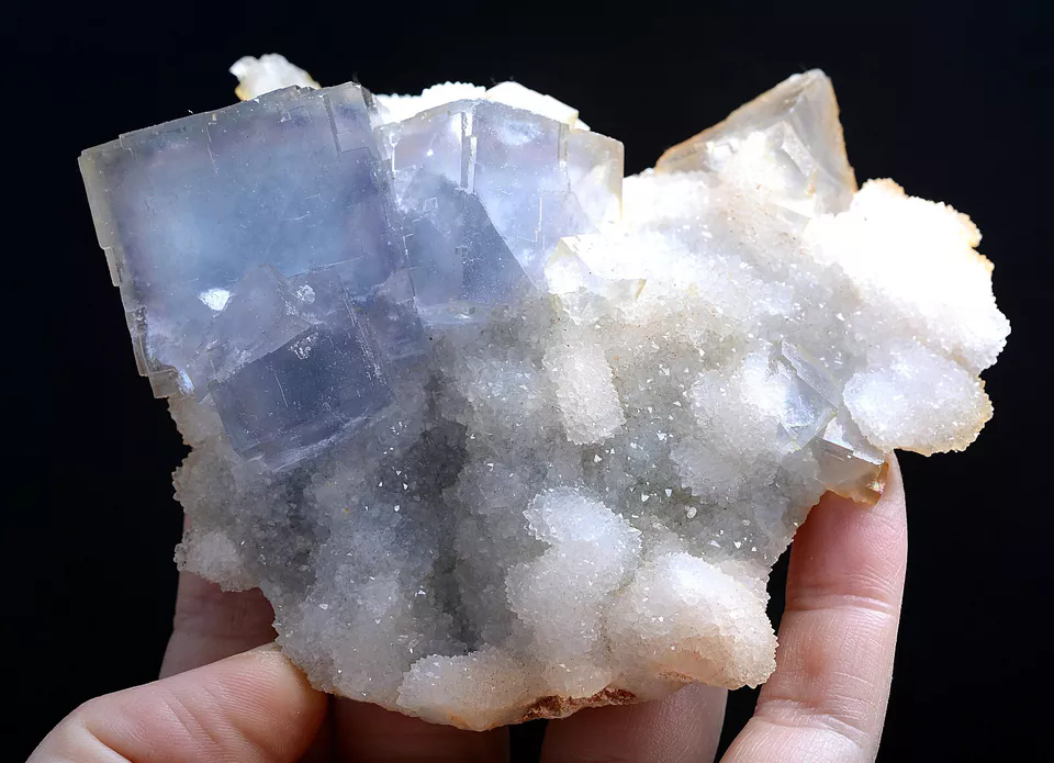 284g Natural Phantom Window Blue Purple Cubic Fluorite CLUSTER Mineral Specimen