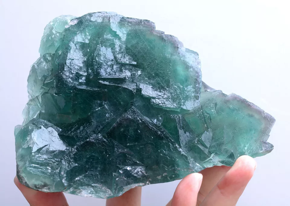 1256g Natural Phantom Window Green Cubic Fluorite CLUSTER Mineral  Specimen