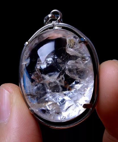 15.77g Rare Natural Transparent "Stone Inside Stone"Quartz Crystal  Pendant