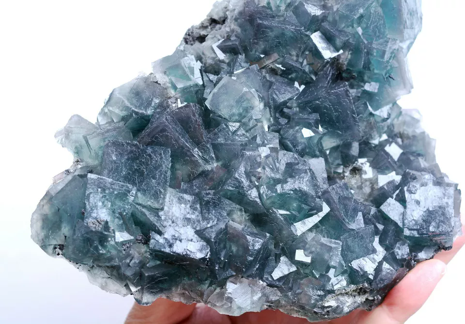 1482g Natural Phantom Window Green Cubic Fluorite CLUSTER Mineral Specimen