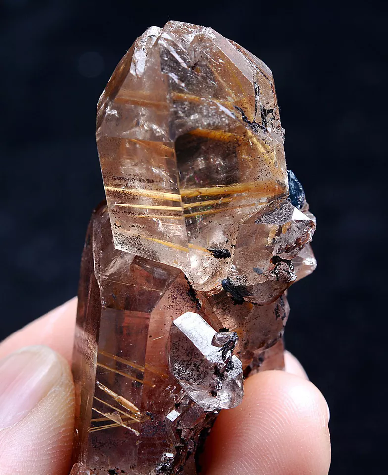 35gNatural Transparent Gold Rutilated Skeletal Quartz Crystal Mineral  Specimens