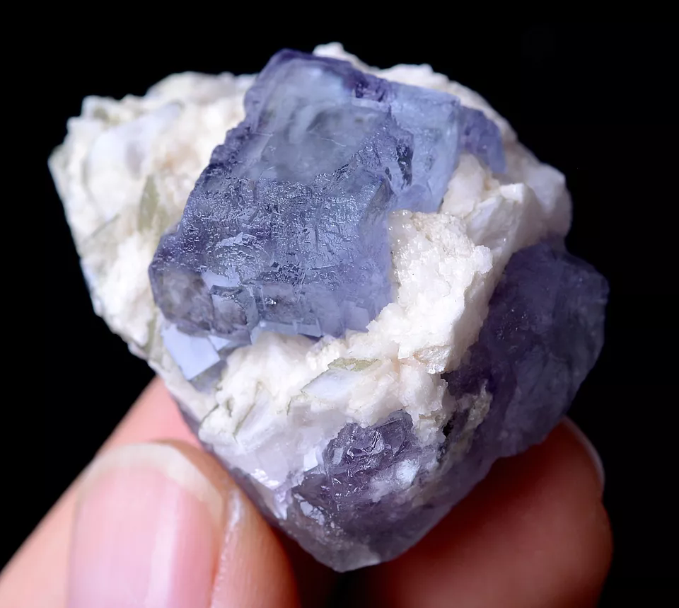 25g RANSPARENT GEM LEVEL Ladder-Like PURPLE FLUORITE CRYSTAL MINERAL  SPECIMEN